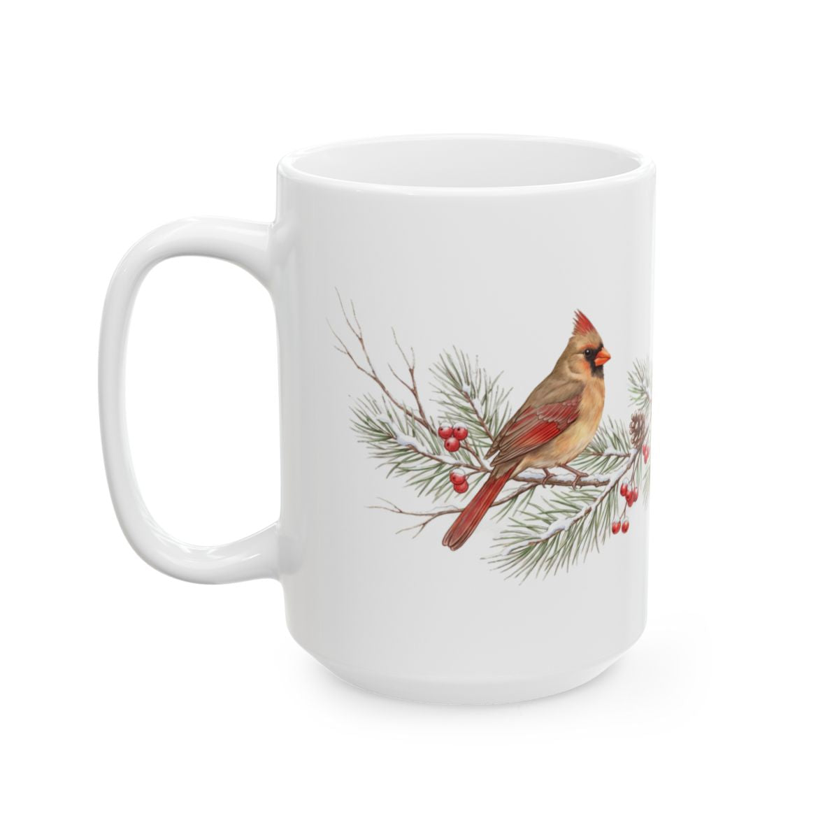 Winter Cardinals Mug - 15oz white ceramic mug