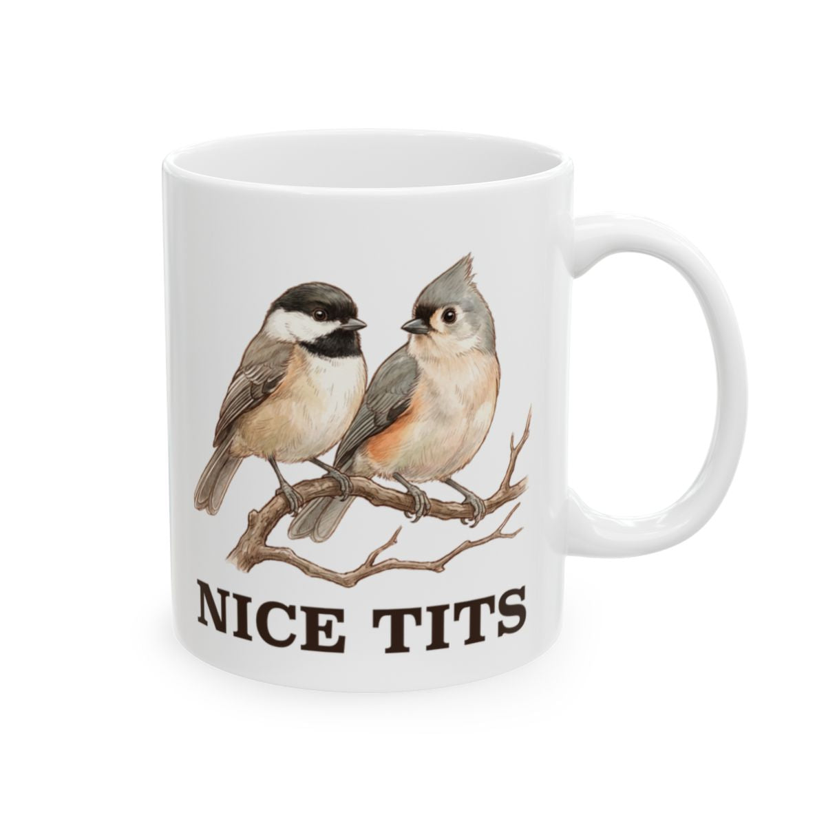 Nice Tits Bird Mug - 11oz white ceramic mug
