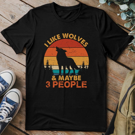T-Shirt Black / S Wolfs And 3 People T-Shirt