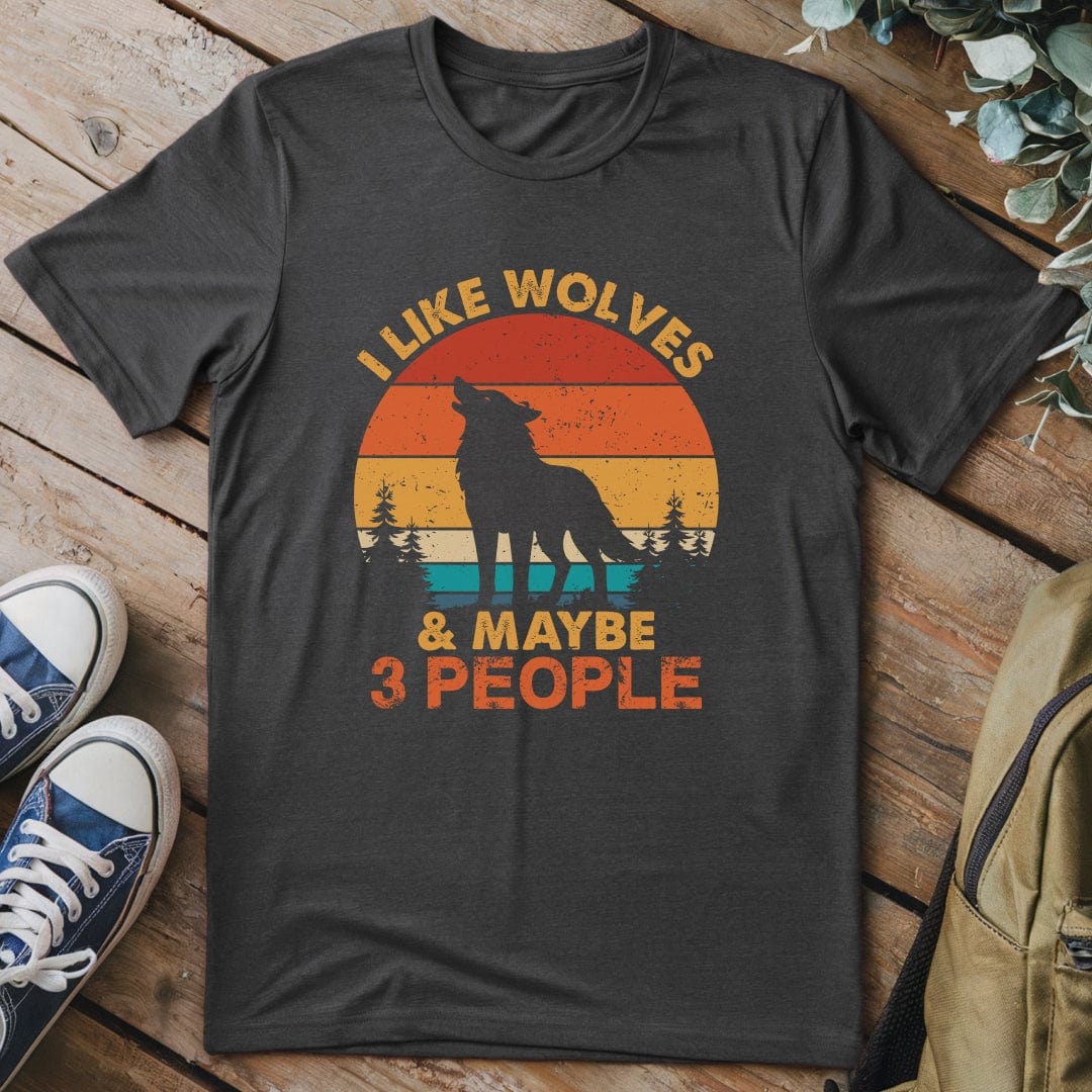 T-Shirt Dark Heather / S Wolfs And 3 People T-Shirt