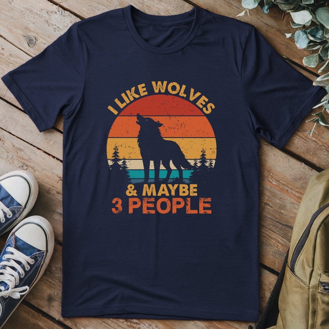 T-Shirt Navy / S Wolfs And 3 People T-Shirt