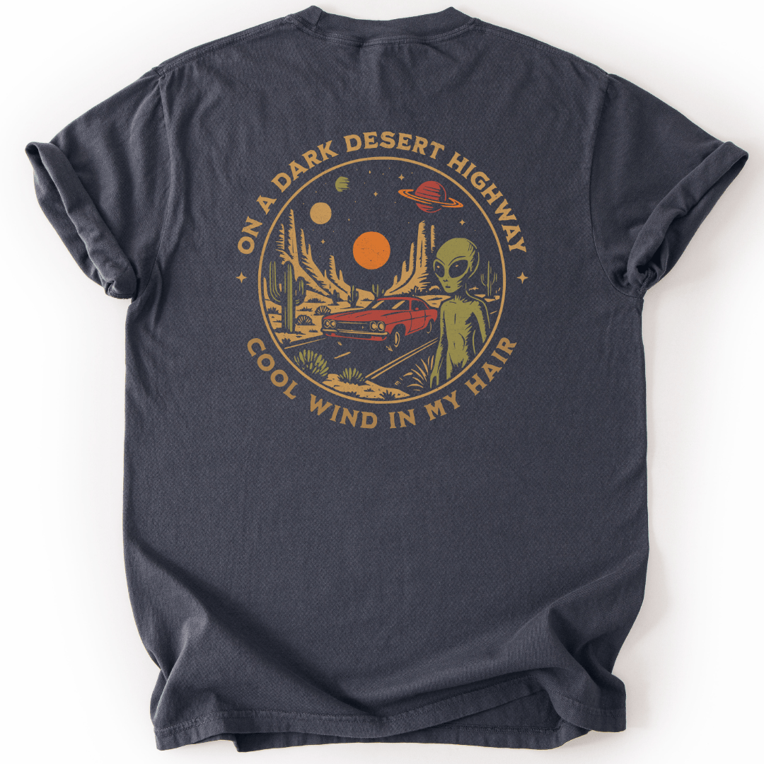 T-Shirt Graphite / S Alien Desert Highway Premium (Back Print)