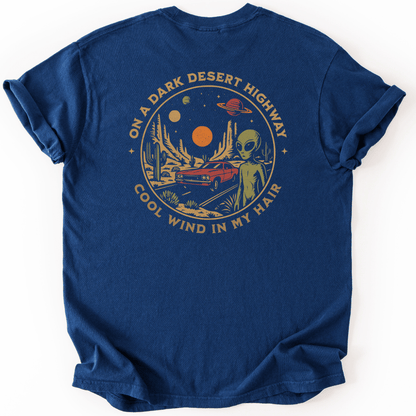 T-Shirt Navy / L Alien Desert Highway Premium (Back Print)