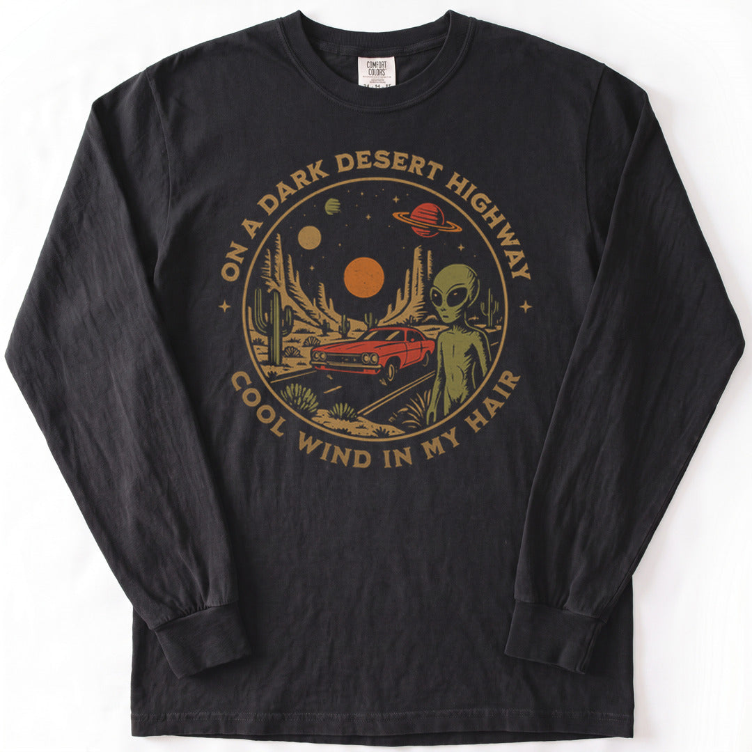 Alien Desert Highway Premium LS - Comfort Colors garment-dyed long sleeve in Black from Summit Soul