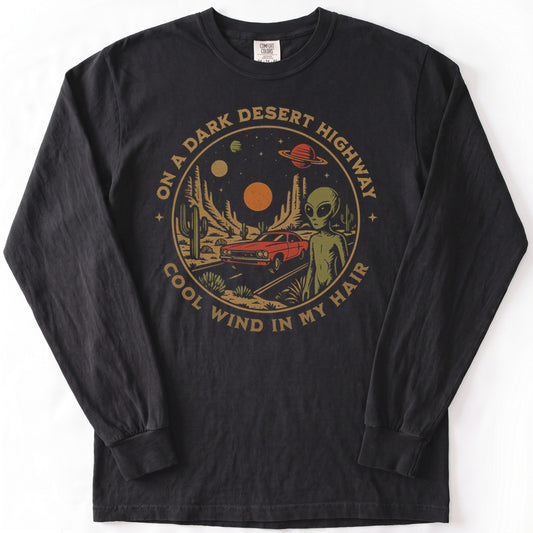Alien Desert Highway Premium LS - Comfort Colors garment-dyed long sleeve in Black from Summit Soul