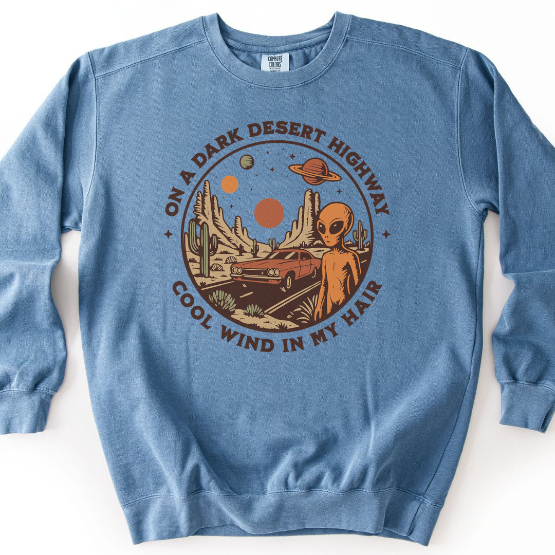 Alien Desert Highway Premium Sweatshirt - Blue Jean