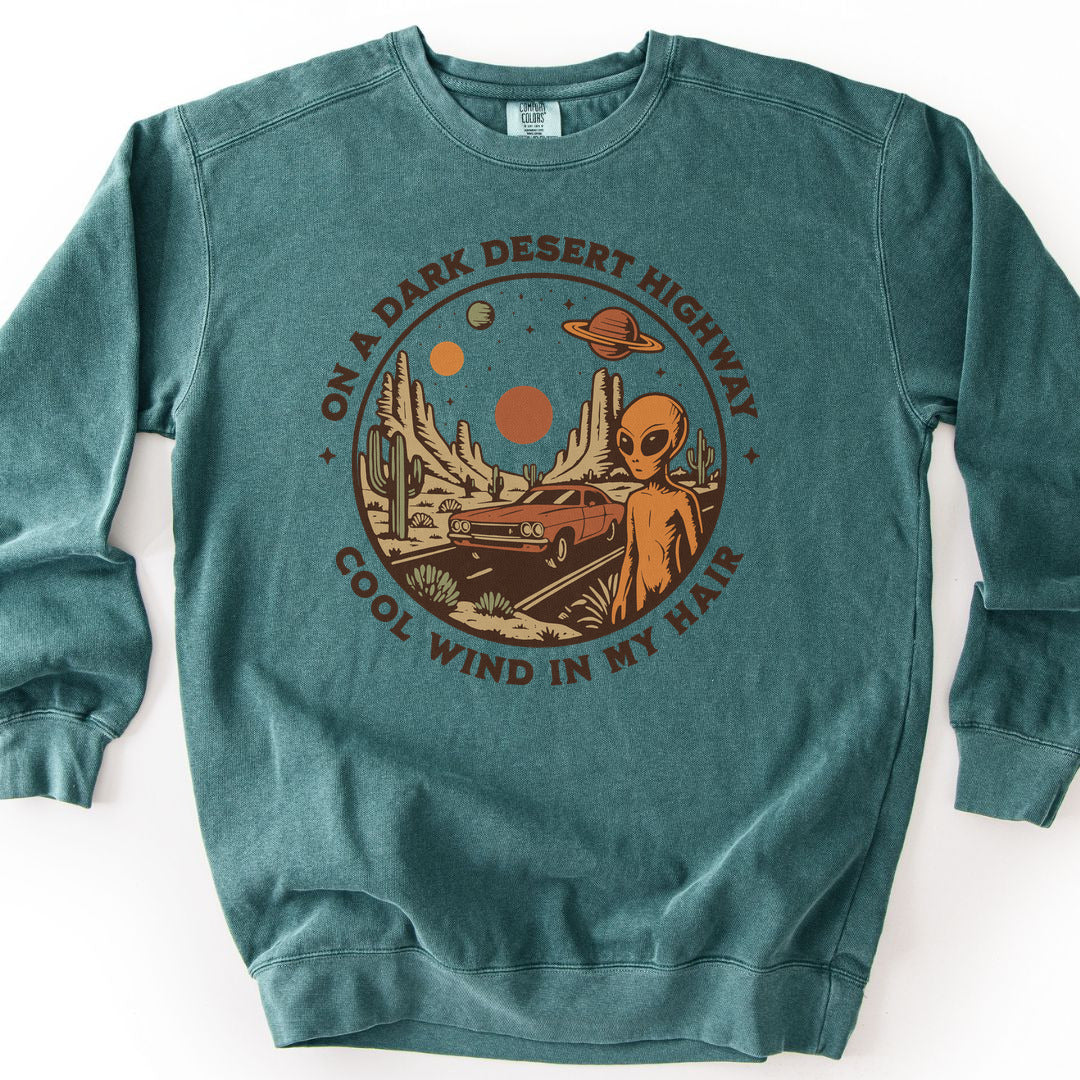 Alien Desert Highway Premium Sweatshirt - Blue Spruce