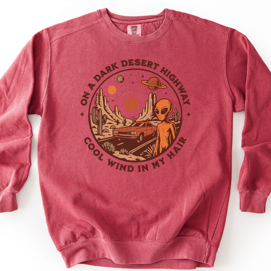 Alien Desert Highway Premium Sweatshirt - Crimson