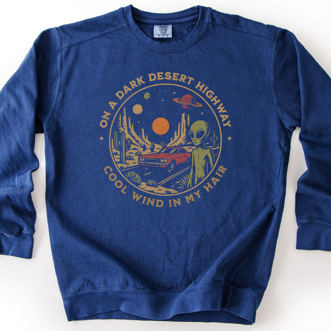 Alien Desert Highway Premium Sweatshirt - True Navy