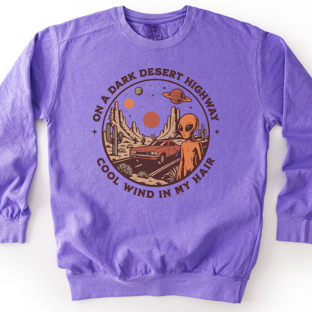 Alien Desert Highway Premium Sweatshirt - Violet