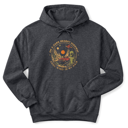 Hoodie Dark Heather / S Alien Desert Highway Hoodie