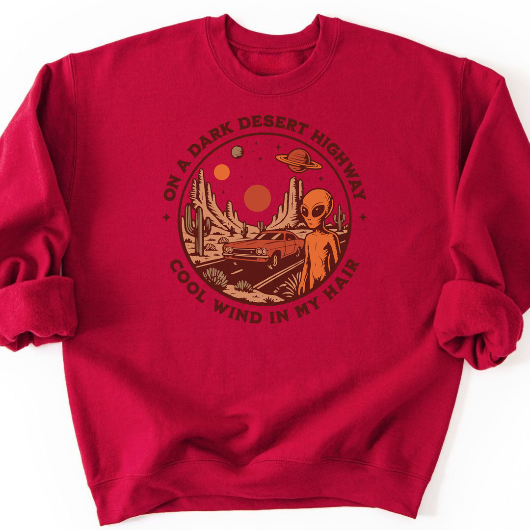 Alien Desert Highway Sweatshirt - Cardinal Red
