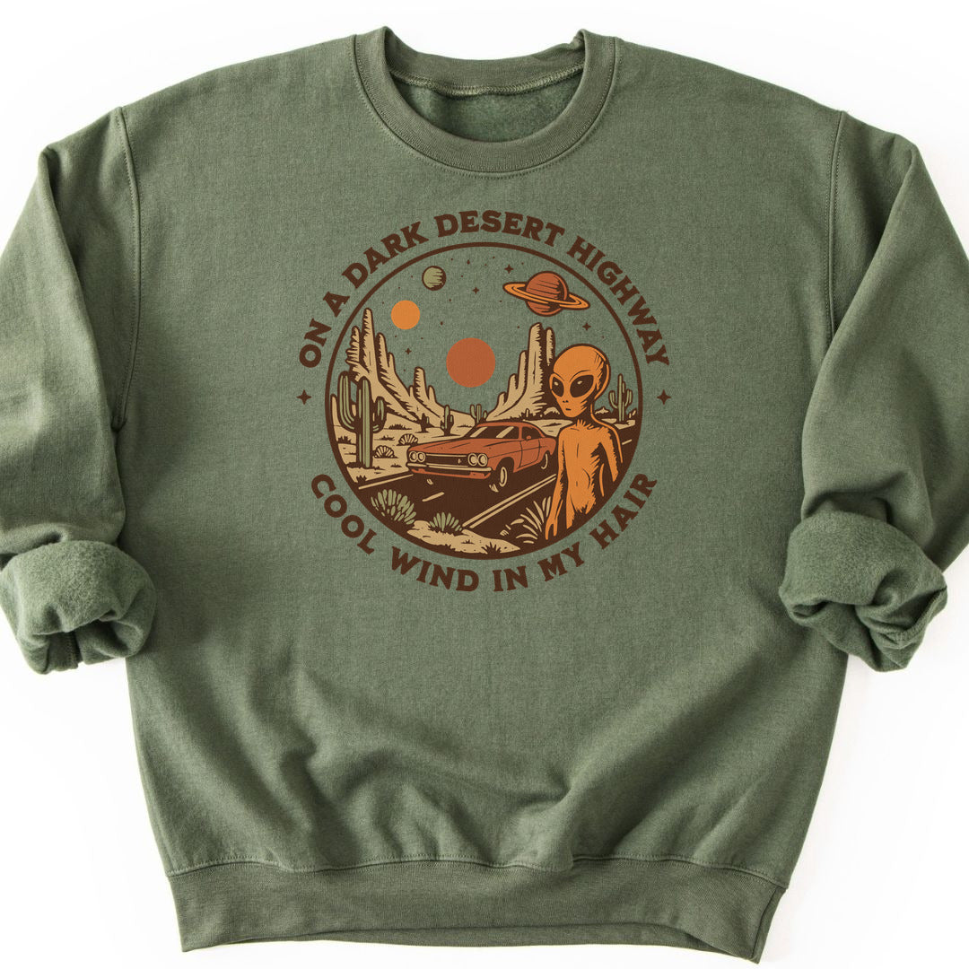 Alien Desert Highway Sweatshirt - Military Green