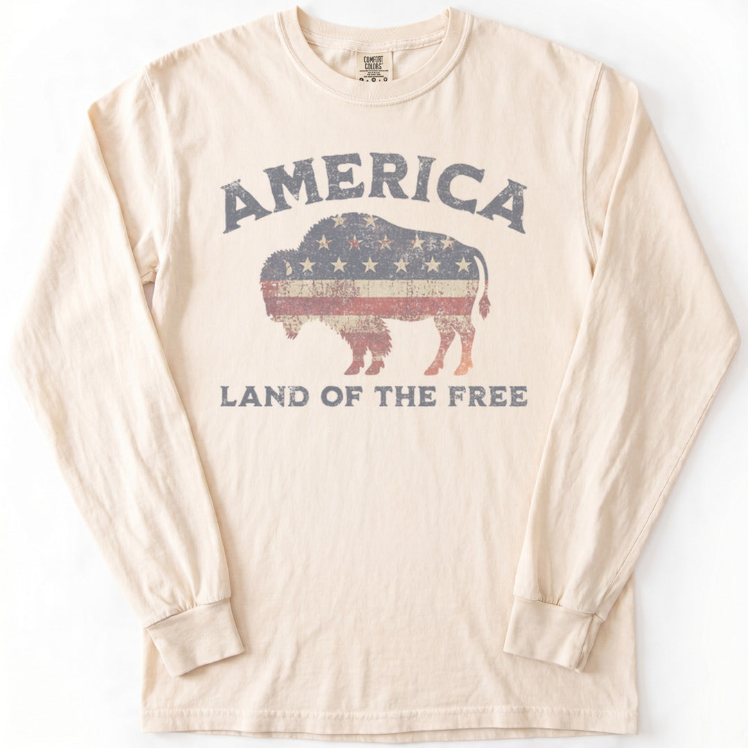 Land Of The Free Premium LS - Comfort Colors garment-dyed long sleeve in Ivory from Summit Soul