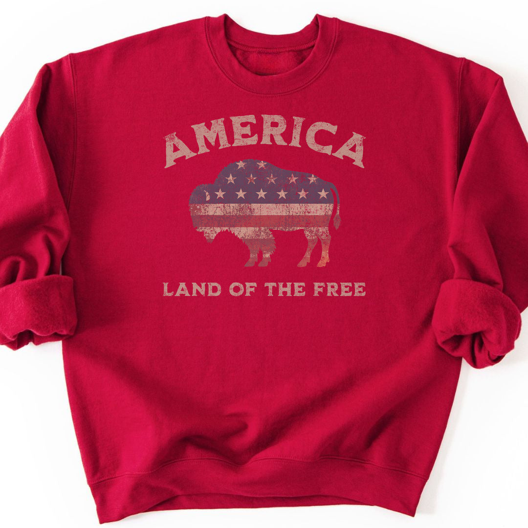 Land Of The Free Sweatshirt - Cardinal Red