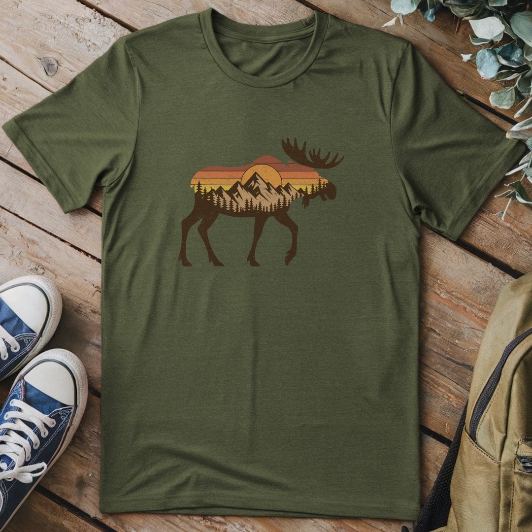 T-Shirt Military Green / S Sunset Moose T-Shirt