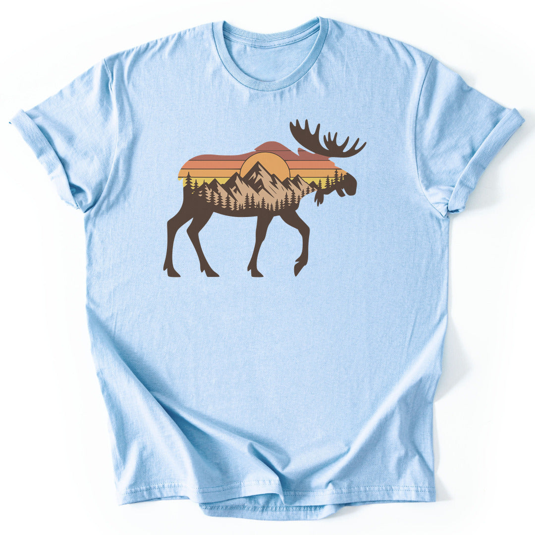 T-Shirt Light Blue / S Sunset Moose T-Shirt