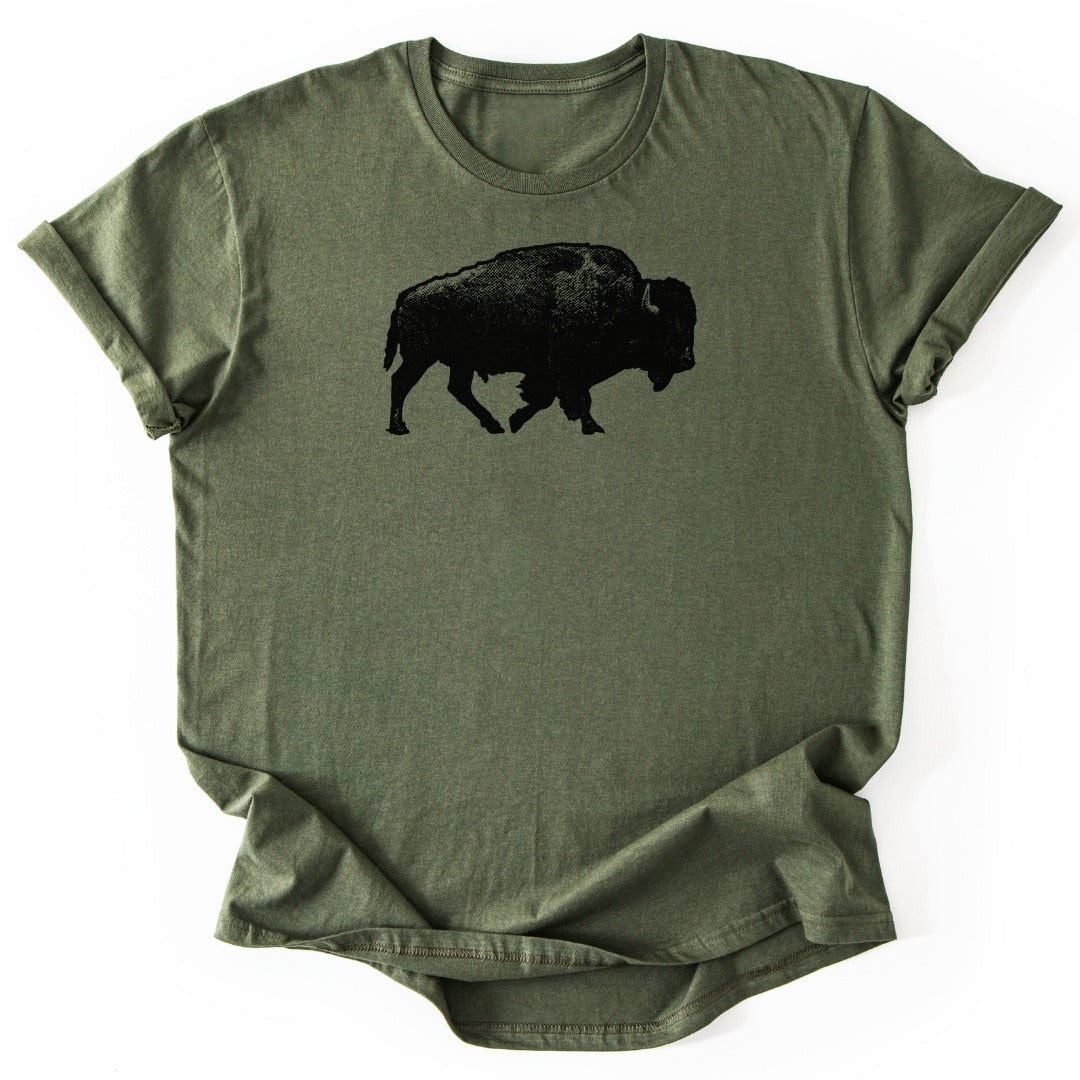 T-Shirt Military Green / S Lone Bison T-Shirt