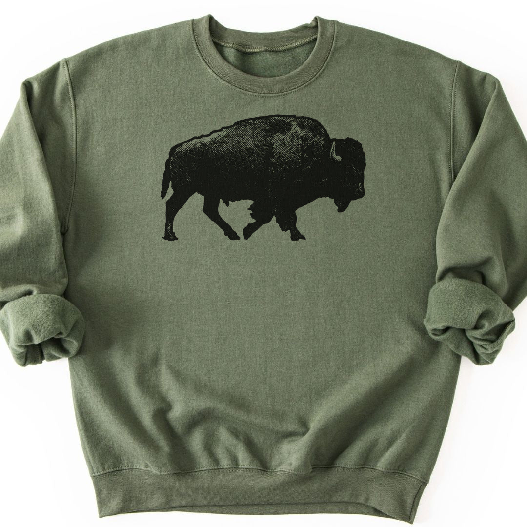 Lone Bison Sweatshirt - Military Green