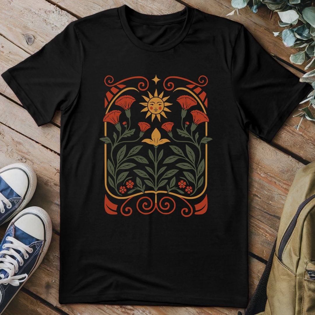 T-Shirt Black / S Boho Flowers & Sun T-Shirt