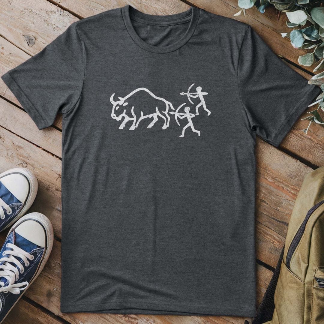 T-Shirt Dark Heather / S Bison Hunt Carving T-Shirt
