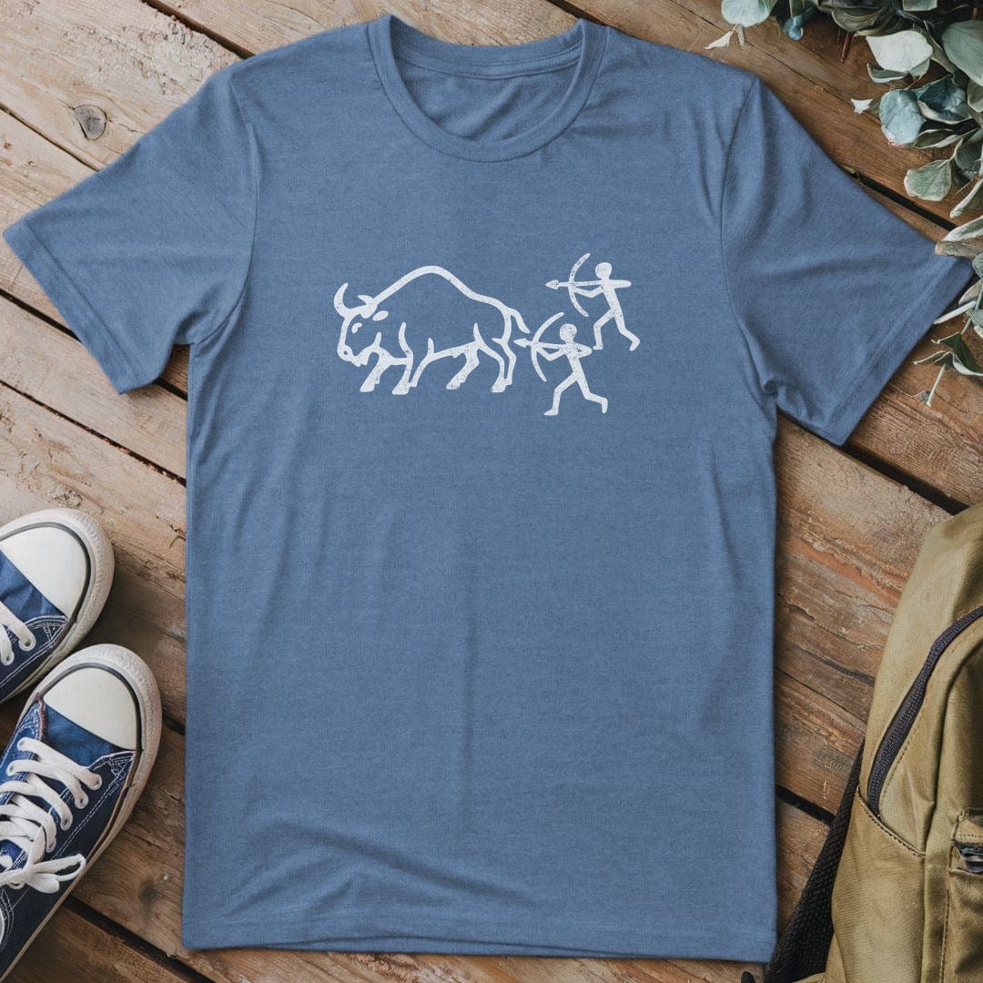 T-Shirt Heather Indigo / S Bison Hunt Carving T-Shirt