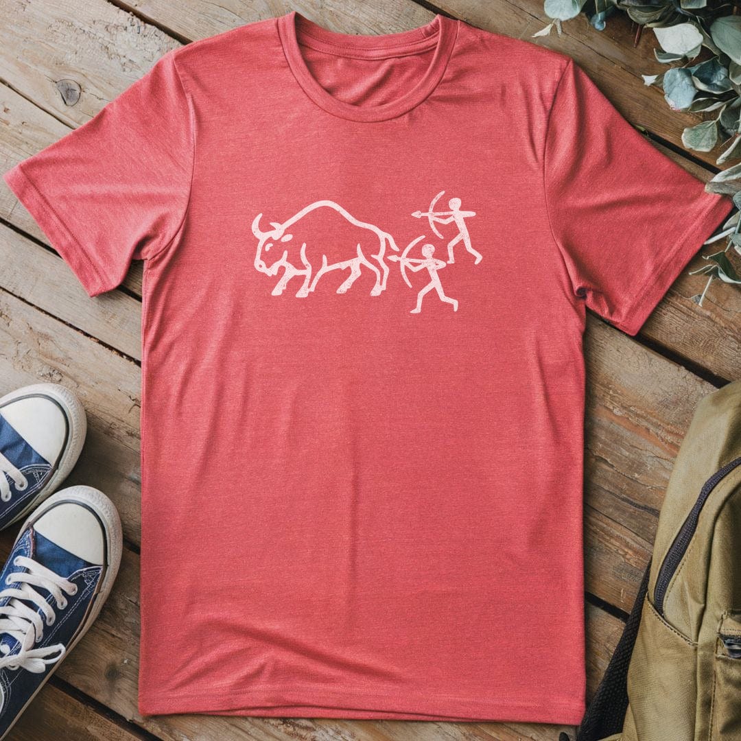 T-Shirt Heather Red / S Bison Hunt Carving T-Shirt
