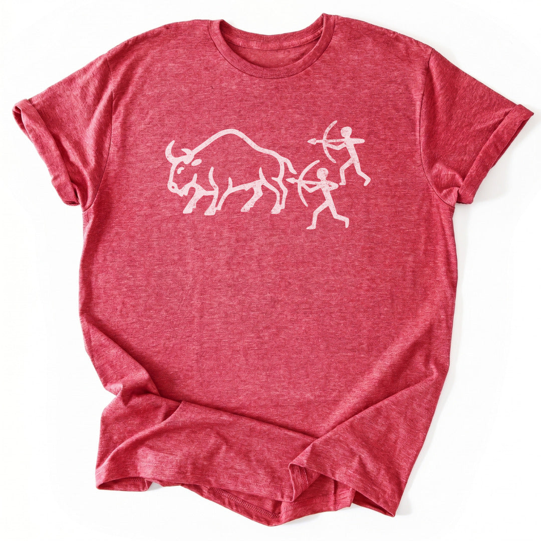 T-Shirt Heather Red / S Bison Hunt Carving T-Shirt