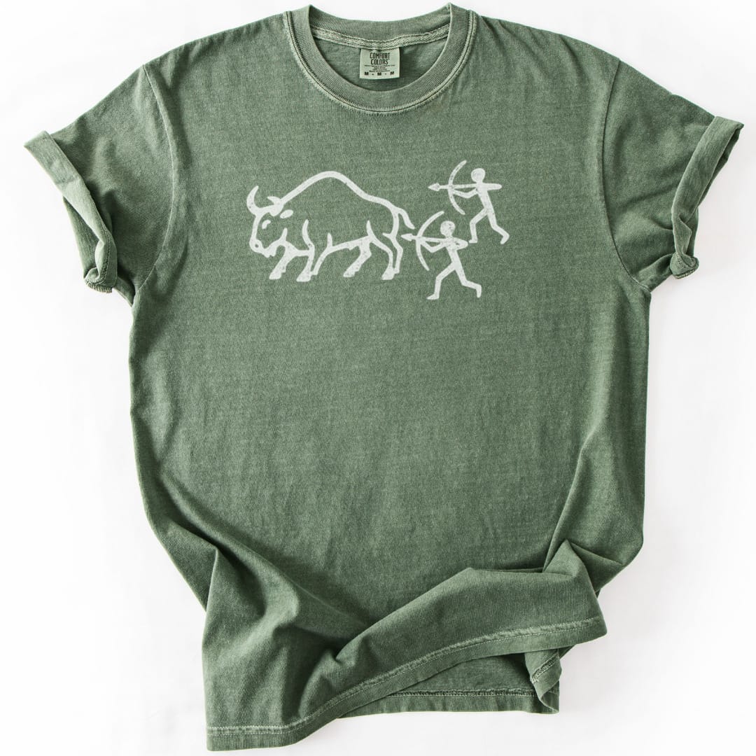 T-Shirt Moss / S Bison Hunt Carving Premium