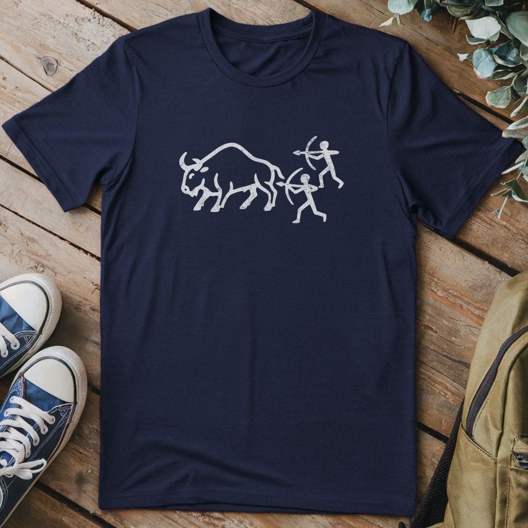 T-Shirt Navy / S Bison Hunt Carving T-Shirt