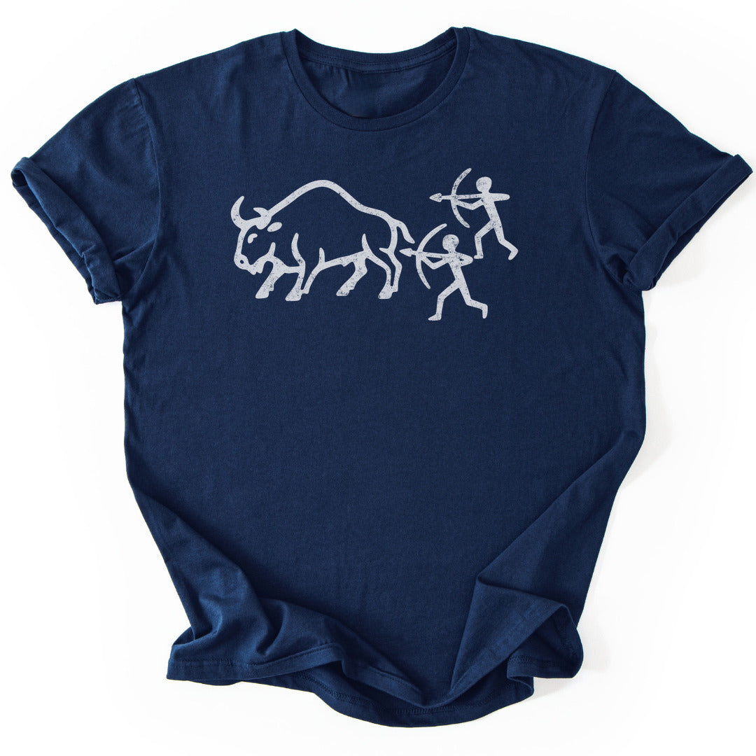 T-Shirt Navy / S Bison Hunt Carving T-Shirt