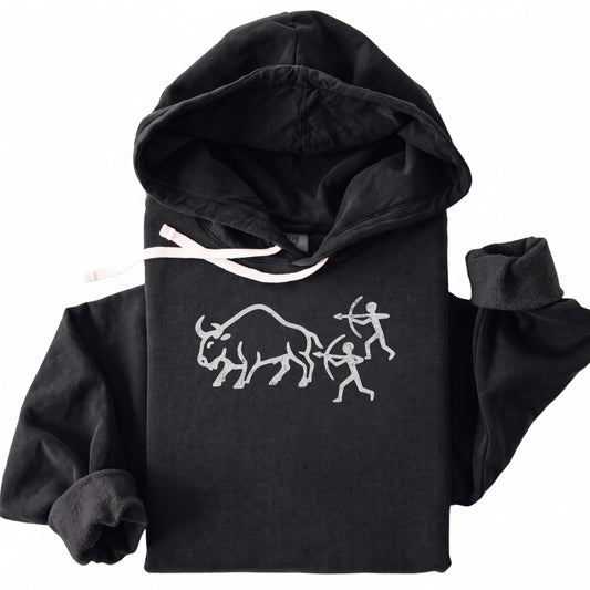 Hoodie Black / S Bison Hunt Carving Premium Hoodie