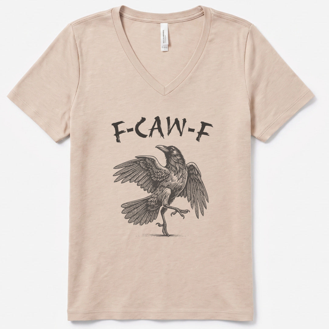 F-CAW-F 2 Funny V-Neck Heather - women's relaxed v-neck tee in Heather Dust from Summit Soul