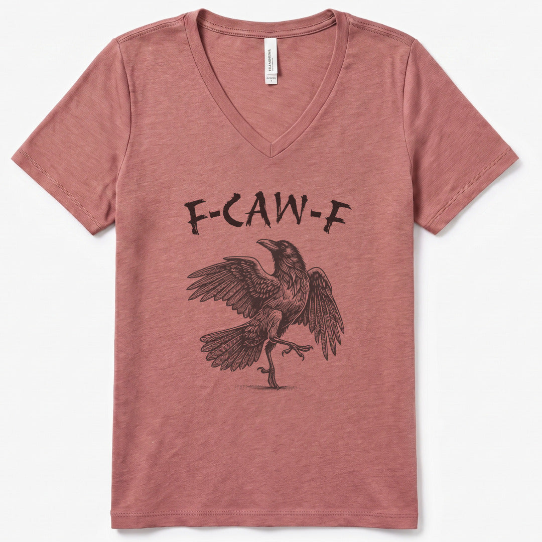 F-CAW-F 2 Funny V-Neck Heather - women's relaxed v-neck tee in Heather Mauve from Summit Soul