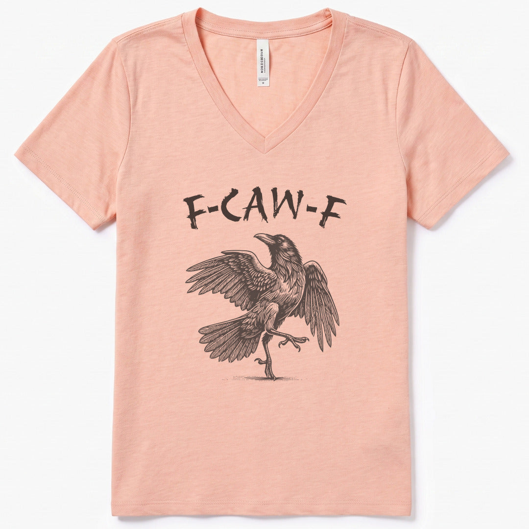 F-CAW-F 2 Funny V-Neck Heather - women's relaxed v-neck tee in Heather Peach from Summit Soul