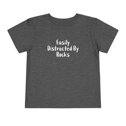 Kids clothes Dark Heather Grey / 2T Easily Distracted By Rocks Premium Toddler T-Shirt (Front & Back Print)