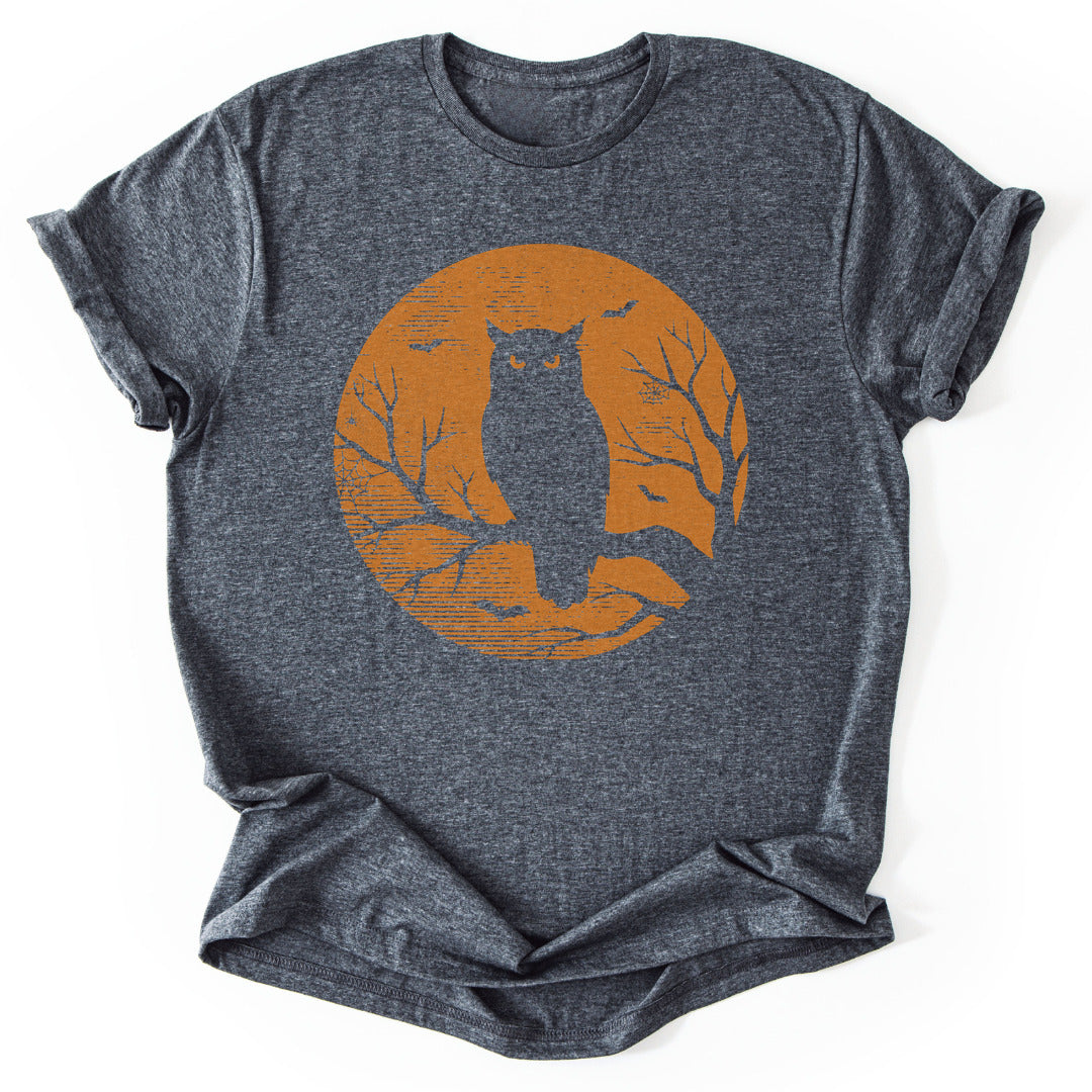 T-Shirt Dark Heather / S Spooky Owl T-Shirt