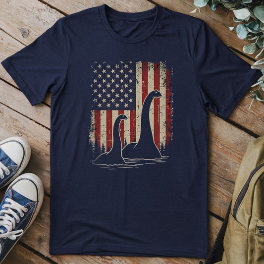 T-Shirt Navy / S Patriotic Lake Monster T-Shirt