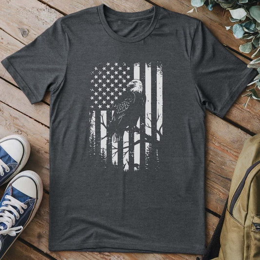 T-Shirt Dark Heather / S Eagle Freedom Flag T-Shirt