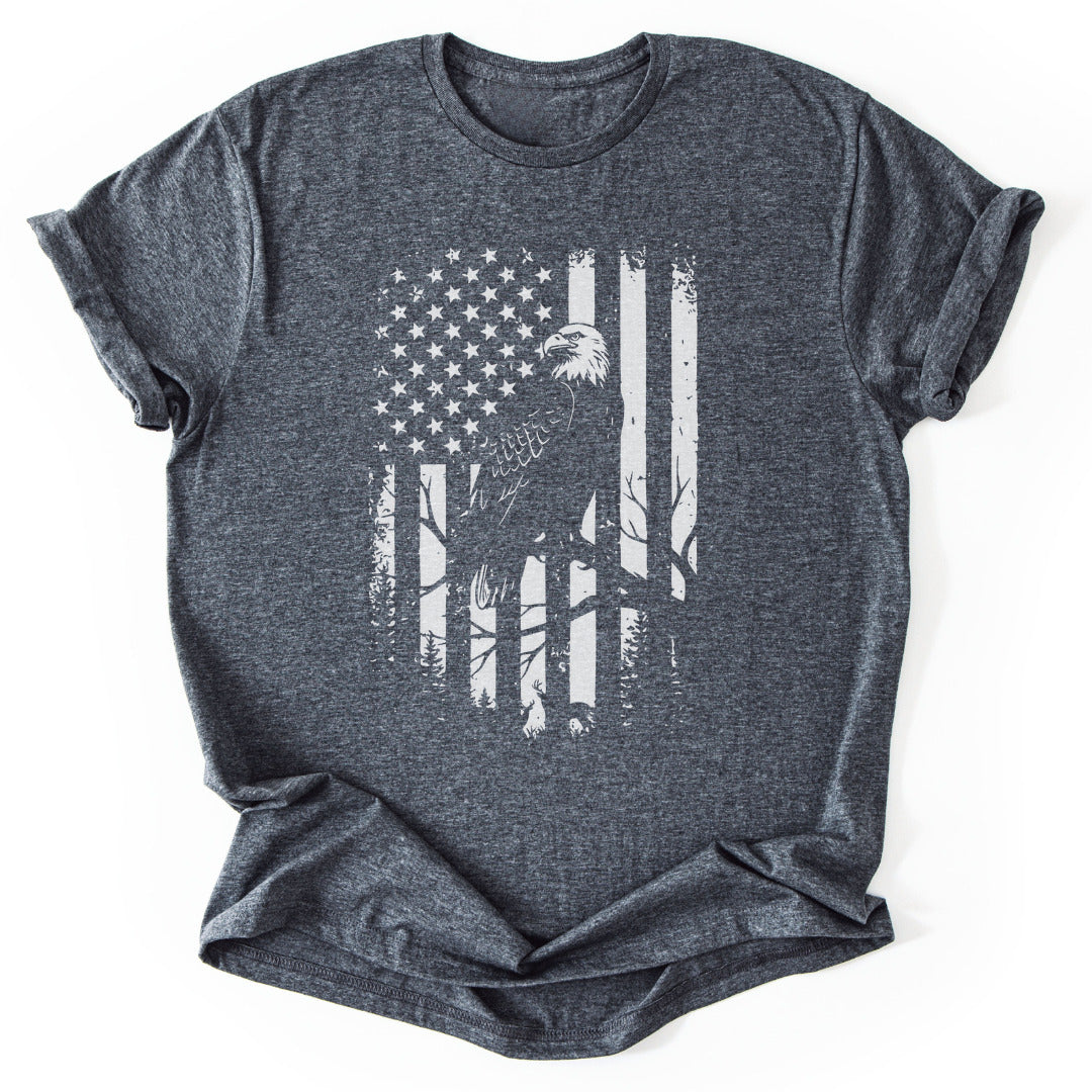 T-Shirt Dark Heather / S Eagle Freedom Flag T-Shirt