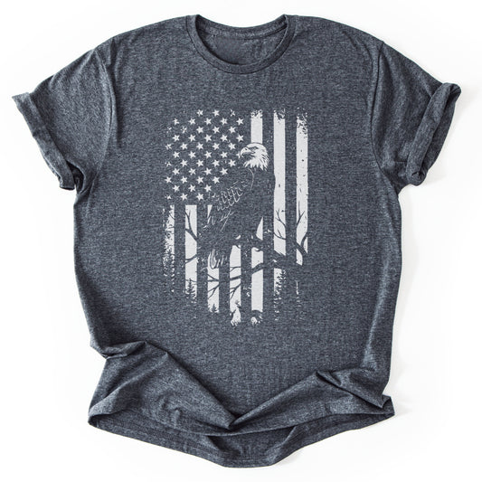 T-Shirt Dark Heather / S Eagle Freedom Flag T-Shirt