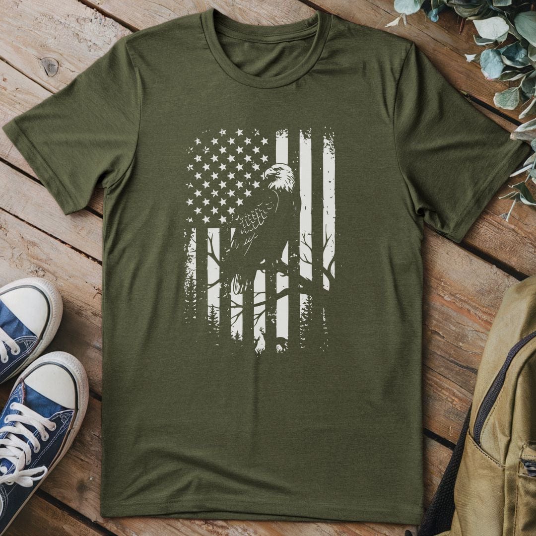 T-Shirt Military Green / S Eagle Freedom Flag T-Shirt