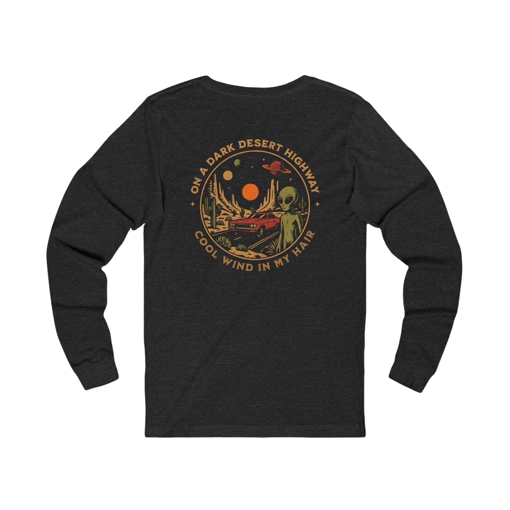 Long-sleeve Dark Grey Heather / S Alien Desert Highway Long Sleeve (Back Print)