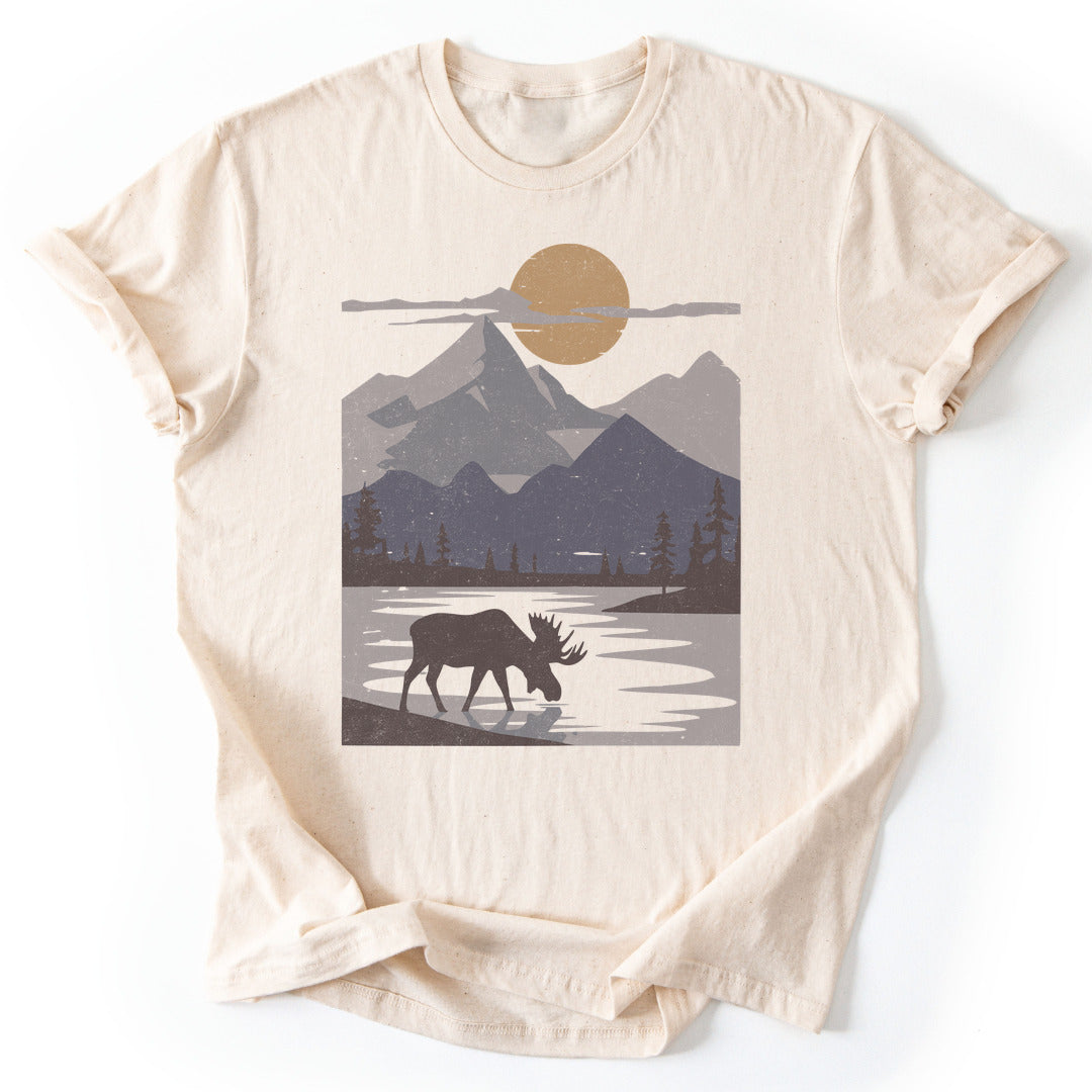 T-Shirt Natural / S Moose Moonlight Reflection T-Shirt