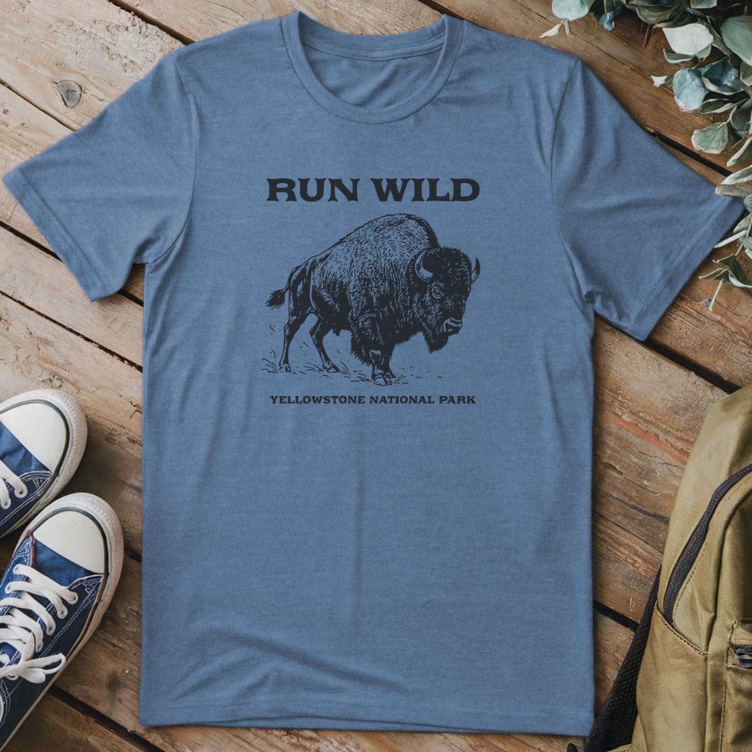 T-Shirt Heather Indigo / S Roam Free Bison T-Shirt