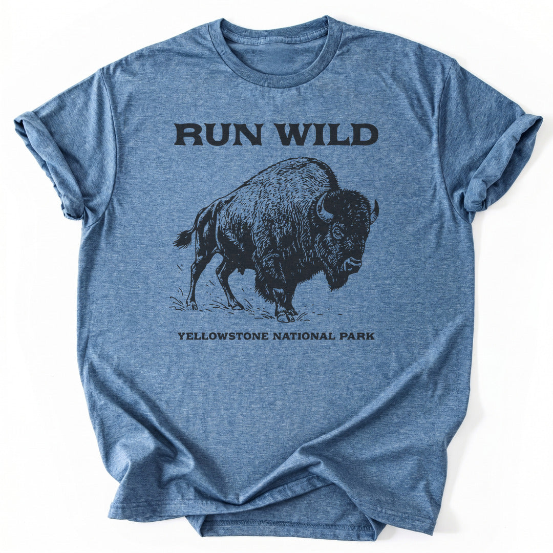 T-Shirt Heather Indigo / S Roam Free Bison T-Shirt