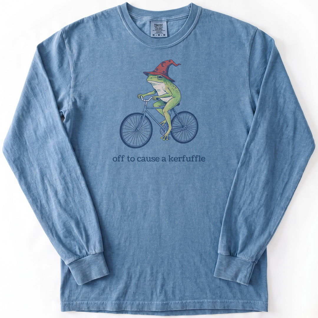 Frog Wizard Kerfuffle Premium LS - Comfort Colors garment-dyed long sleeve in Blue Jean from Summit Soul