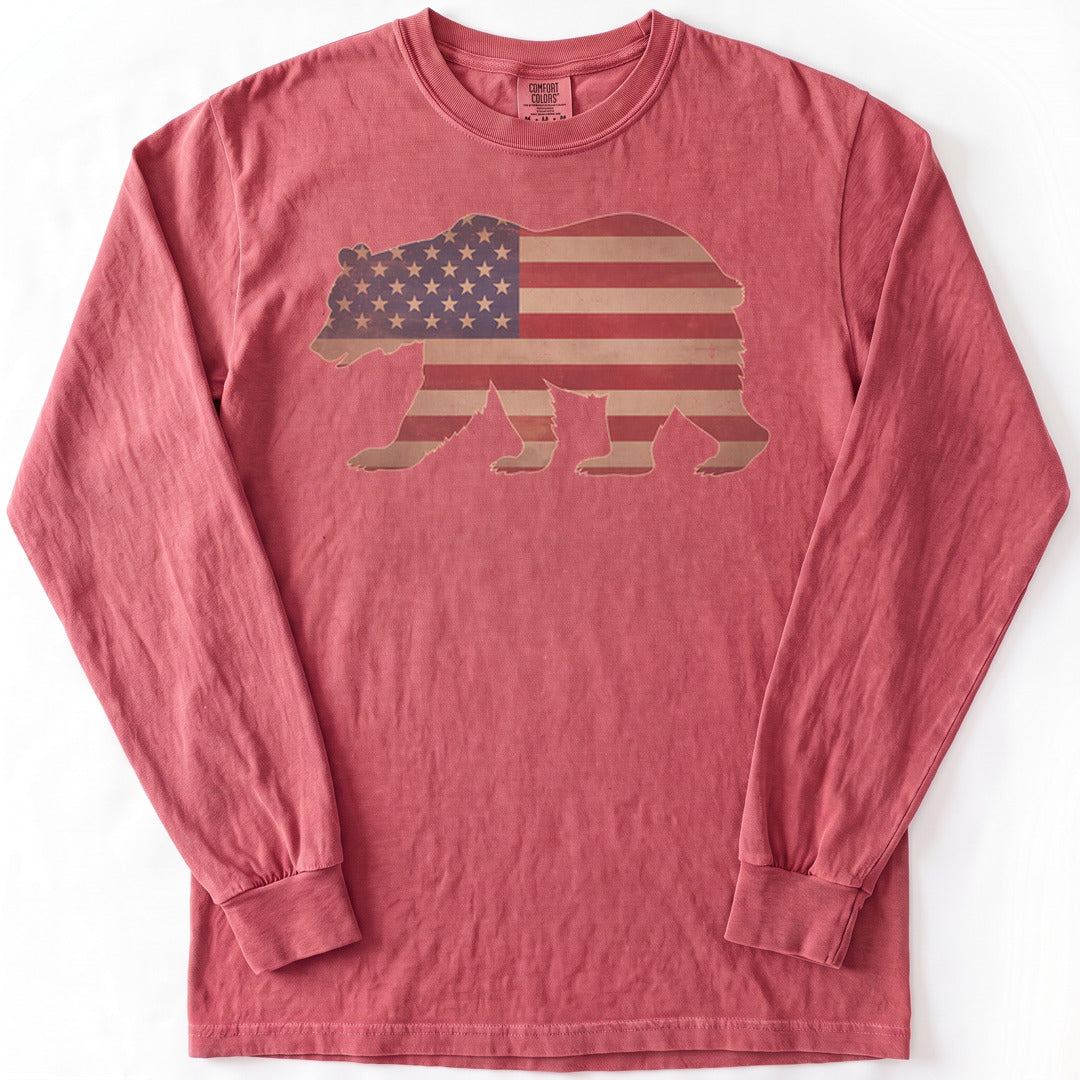 Patriotic Bear Premium LS - Comfort Colors garment-dyed long sleeve in Crimson from Summit Soul
