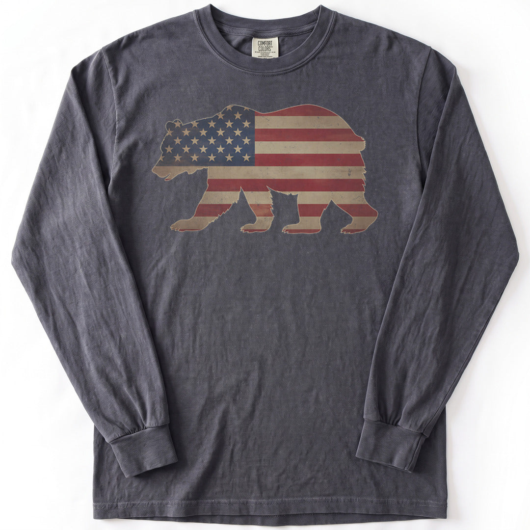 Patriotic Bear Premium LS - Comfort Colors garment-dyed long sleeve in Graphite from Summit Soul