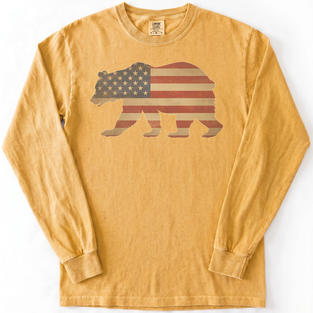 Patriotic Bear Premium LS - Comfort Colors garment-dyed long sleeve in Mustard from Summit Soul